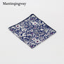 Mantieqingway Style Wedding Party Paisley & Floral Pocket Square for Mens Suit Cotton Blue & Red Handkerchiefs 24cm Chest Towel