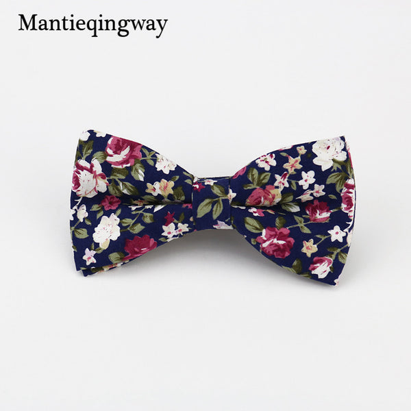 Mantieqingway Men's Cotton Floral Bowtie Brand Popular Apparel Neckwear Casual Mens Business Bow Ties for Men Wedding 6cm Cravat