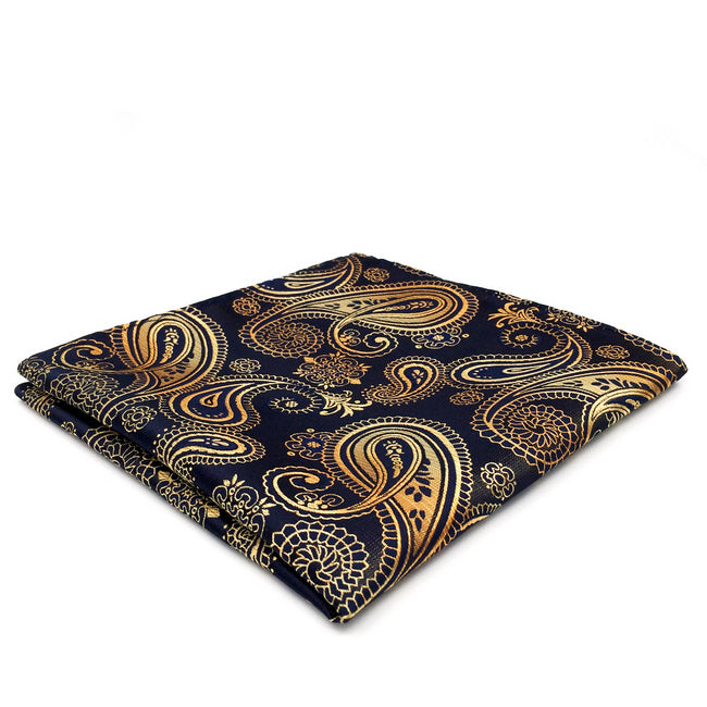 U10 Paisley Gold Blue Navy Mens Neckties Extra Long Size Matching Hanky100% Silk Casual Dress Men Ties Designers Fashion 63