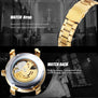 Men's Golden Skeleton Watches 2017 WINNER Auto Mechanical Wristwatches Stainless Steel Strap Top Brand Luxury +GIFT BOX