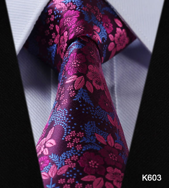 TF2005B8 Blue Floral Paisley 3.4" 100% Silk Jacquard Woven Classic Man's Tie Necktie