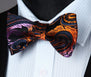 BP912NS Orange Blue Paisley Wedding Bowtie Men Silk Self Bow Tie handkerchief set