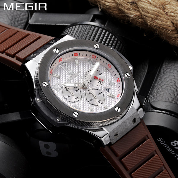 Relojes hombre fashion military watch gold MEGIR luxury brand calendar Business male clock sport watch quartz wristwatch mens