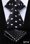 Pocket Square Classic Party Wedding Dot Striped 3.4" Silk Fashion Wedding Mens Extra Long Tie XL Necktie Handkerchief Set #Q7