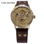 Automatic Mechanical Watches Men Steampunk Skeleton Wrist Watch Power Self Widing Bronze Antique Leather Clock Mens Wristwatches