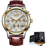 LIGE Gold Watch Men Fashion Quartz Leather Clock Mens Watches Top Brand Luxury Waterproof Business Sport Watch Relogio Masculino