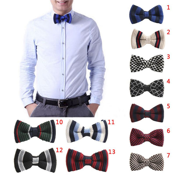 New Arrival Men's Bowtie Striped Bowtie Knit Tie Knitted Pre Tied Bow Tie Woven Bowtie Tie 20 Styles