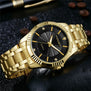 2017 Golden Men Watch Brand Luxury Full Steel Business Wristwatch Men's Rhinestone Quartz Wrist Watch Relogio Masculino
