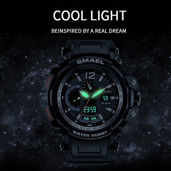 SMAEL Brand Fashion LED Watch 50M Waterproof Analog Quartz Dual Display Watch Military Sports Men's Watches Relogio Masculino