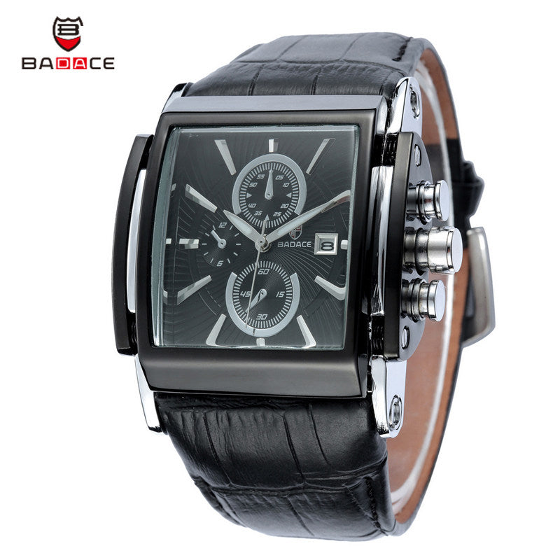 Christmas Gift BADACE Top Brand Genuine Real Leather Strap Mens Watches Casual Square Japan Movt Quartz Watch Wrist Watch 2098