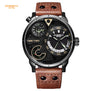 EYKI Men Watches Super Stereoscopic Big Dial Two Time Zone Leather Sport Watch Male Waterproof Luminous Clock Relogio Masculino