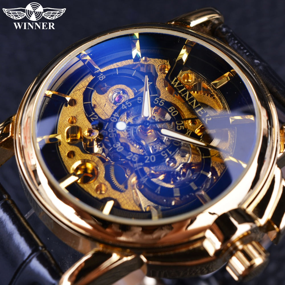 Winner 2016 Navigator Series Men Watches Top Brand Luxury Skeleton Mechanical Watch Clock Men Gold Watches Men Wristwatch Montre