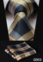 Check 3.4" Silk Fashion Mens Extra Long Tie Necktie Handkerchief Set #Q5 Pocket Square Classic Party Wedding