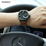 mens watches fashion men sport quartz watch BOAMIGO brand dual time date wristwatches leather strap waterproof relogio masculino