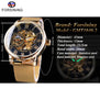 Forsining Transparent Case 2017 Fashion 3D Logo Engraving Golden Stainless Steel Men Mechanical Watch Top Brand Luxury Skeleton