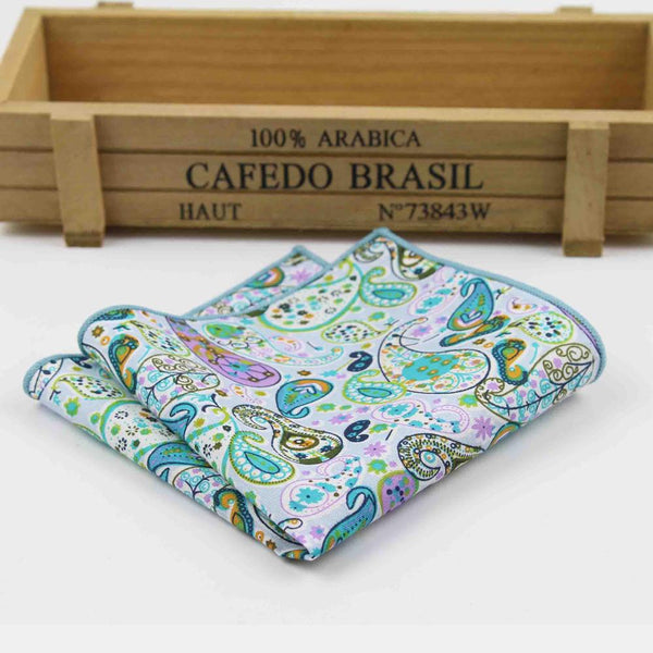 Hankerchief Scarves Vintage Cotton Hankies Men's Pocket Square Handkerchiefs Rose Flower Paisley