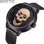 GIMTO Cool Skull Men Watch Luxury Brand Quartz Creative Clock Steel Black Military Female Male Wrist Watches relogio masculino