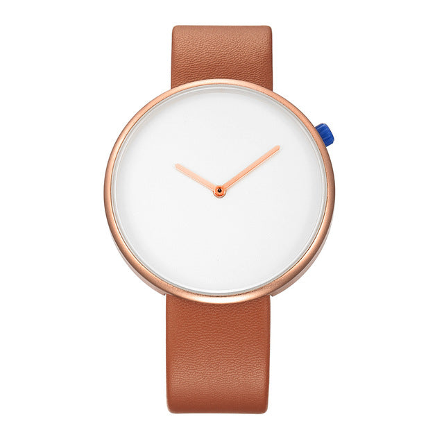 European Minimalist Style Watch Simple Personality Big Dial Neutral Wristwatch Leather Strap Waterproof Quartz Watch clock gift