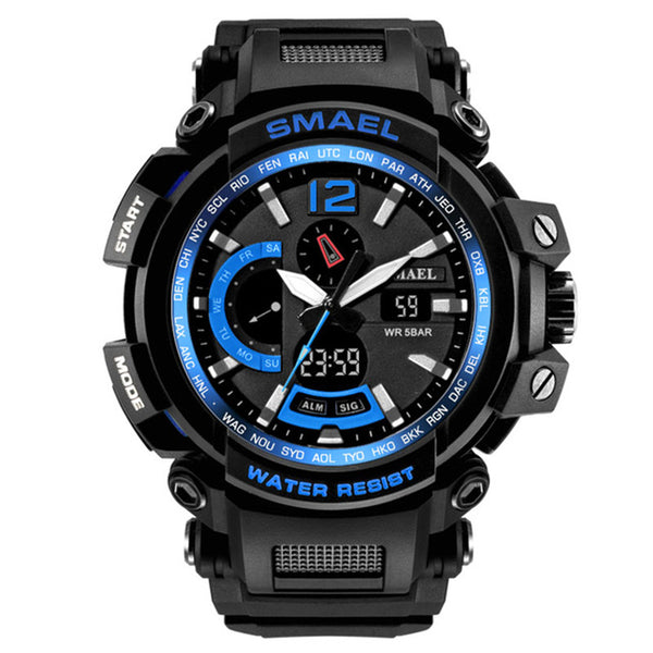 SMAEL Brand Fashion LED Watch 50M Waterproof Analog Quartz Dual Display Watch Military Sports Men's Watches Relogio Masculino