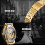 WINNER Luxury Golden Men Automatic Mechanical Wrist Watches Skeleton Louvre Series Luminous Hands Full Stainless Steel Watches