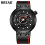 BREAK Men Quartz Sport Watch Man Rubber Leather Strap Casual Fashion Top Luxury Brand Waterproof Geek Creative Gift Wristwatches