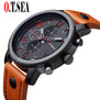 Luxury O.T.SEA Brand Leather Watches Men Military Sports Quartz Analog Wristwatches Relogio Masculino For Dropshipping 8192