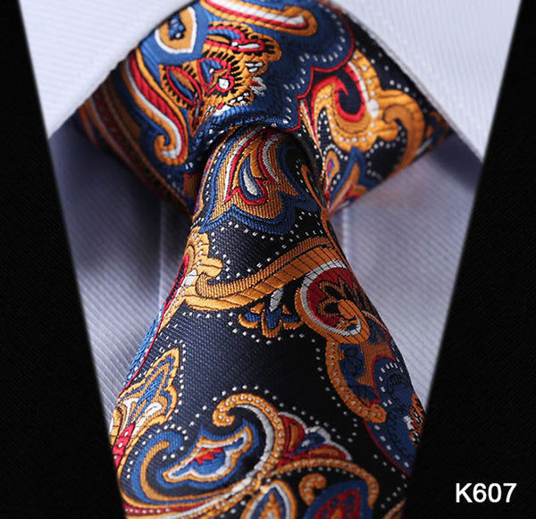 TF2005B8 Blue Floral Paisley 3.4" 100% Silk Jacquard Woven Classic Man's Tie Necktie