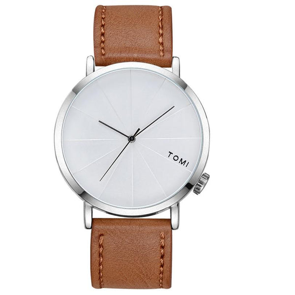 TOMI Fashion Casual Men 's Bussines Retro Design Leather Round Band Watch Watch Men Erkek Kol Saati Relogio Masculino