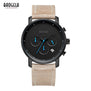 Baogela Chronograph Mens Watches Top Brand Luxury Leather Strap Children Sports Quartz Wrist Watches Multi-function Wristwatch