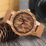 Zebra/Cork Slag/Broken Leaves Face Wood Watch Men Nature Wooden Creative Watches Simple Genuine Leather Band Quartz Clock Gift