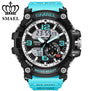 SMAEL Analog-Digital Watch men sports 50M Professional Waterproof Quartz large dial hours military wristwatches 2018 fashion