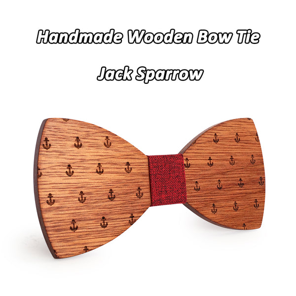 MAHOOSIVE Classic Captain Wood Bow Ties Wooden Butterfly Bowknots Gravatas Cravat