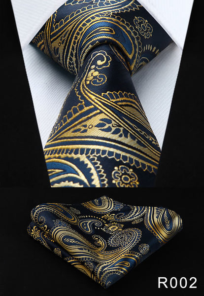 Paisley Floral 3.4" 100%Silk Wedding Jacquard Woven Men Tie Necktie Pocket Square Handkerchief Set Suit #RF1