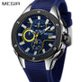 Megir New Fashion Big Dial Chronograph Watch Men Luxury Top Brand Quartz Military Student Sport Watch Silicone Men's Wristwatch