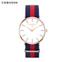 Luxury Brand CHRONOS Rose Gold Silver Men Women Watches Leather Nylon Quartz Wrist Watch Unisex Clock Relogio Masculino Feminino