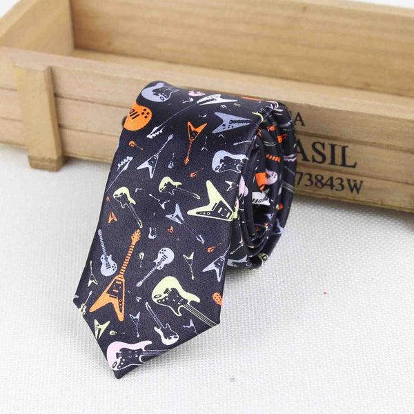 New Style Men's Fashion Neckties Helloween Festival Christmas Tie Soft Designer Character Necktie Music score piano Guitar