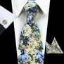 RBOCOTT New Design 8cm Cotton Tie Set Floral Ties Handkerchief And Cufflinks Business Wedding Party Printing Neck Ties For Men