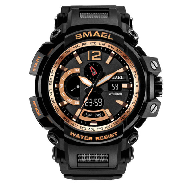 SMAEL Brand Fashion LED Watch 50M Waterproof Analog Quartz Dual Display Watch Military Sports Men's Watches Relogio Masculino