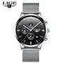 2018 LIGE Brand Luxury full Stainless Steel Watch Men Business Analog Quartz Watches Military Wristwatch Waterproof Relogio