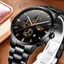 LIGE Watches Men Luxury Brand Chronograph Men Sports black Watches Waterproof Full Steel Quartz Wristwatches Relogio Masculino