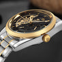 OUYAWEI GOLD Mechanical Wrist Mens Watch Top Brand Luxury Automatic Clock Men 22mm Stainless Steel Skeleton Reloj Hombre