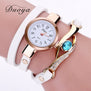 Duoya Brand Watch Women Luxury Gold Eye Gemstone Dress Watches Women Gold Bracelet Halloween Gift Leather Quartz Wristwatches