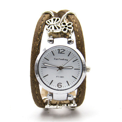 Natural Cork handmade with small heart butterfly ladies watch bracelet watch WA-94