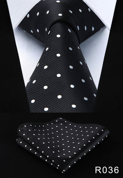 Polka Dot 3.4" 100%Silk Wedding Jacquard Woven Men Tie Necktie Pocket Square Handkerchief Set Suit #RD1