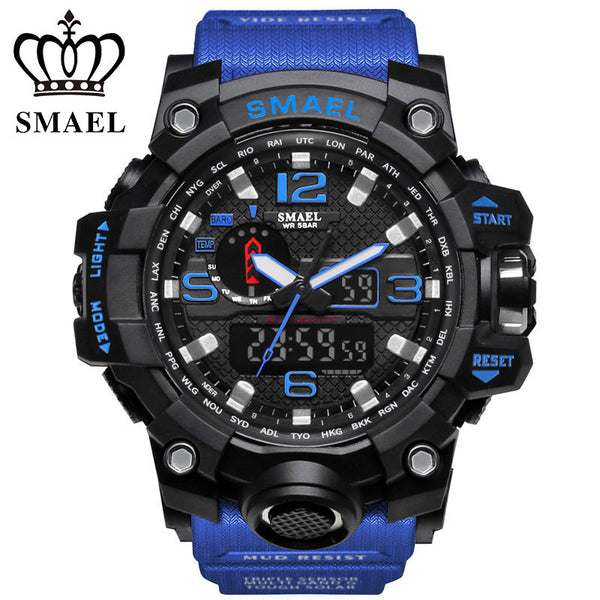 SMAEL Men Fashion S Shock Wristwatch Reloj Business Outdoor Sports Digital Watch LED Display Quartz Multi-functional Clock 1545