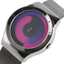 Fashion Turntable White/Blue/Purple Dial Quartz Wrist Watch Black/Silver Stainless Steel Mesh Band Men Women