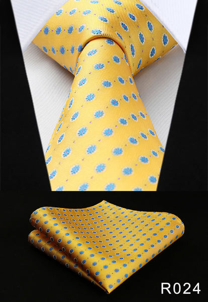 Polka Dot 3.4" 100%Silk Wedding Jacquard Woven Men Tie Necktie Pocket Square Handkerchief Set Suit #RD1