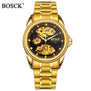 BOSCK Mechanical Watches Men Skeleton Gold Watch Automatic Mechanical Mens Watches Waterproof Self-winding Clock Stainless Steel