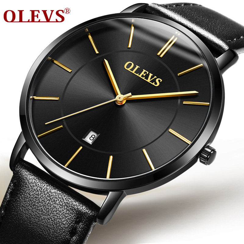 OLEVS Men's Calendar Watches Luxury Brand Water resistant Sports Wristwatch Casual Fashion Leather Ultra thin Watch Quartz Male