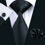 LS-840 Mens Tie Black Solid 100% Silk Classic Barry.Wang Tie+Hanky+Cufflinks Set For Men Formal Wedding Party Free Shipping